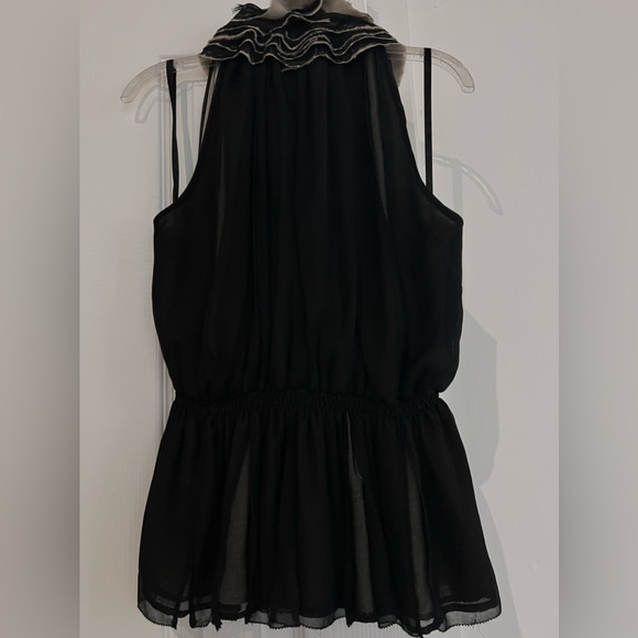 Neiman Marcus Robert Rodriguez Target Lace Ruffle Black Peplum Blouse Shirt - Picture 9 of 15